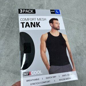 Comfort Mesh Tank 3 Pack Black L Breathable Anti-Odor Quick Dry a0687
